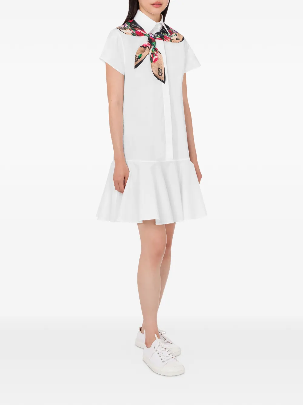 Moschino Jurk met ruches en korte mouwen Wit