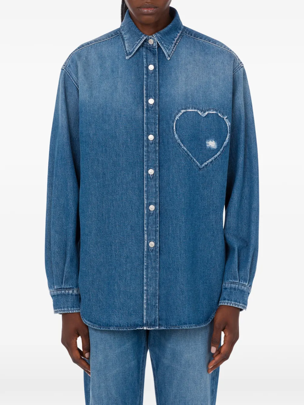 Moschino Blouse met hartdetail en lange mouwen Blauw