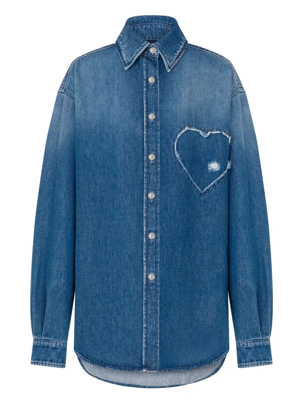 Moschino heart-detail long-sleeve shirt - Blue