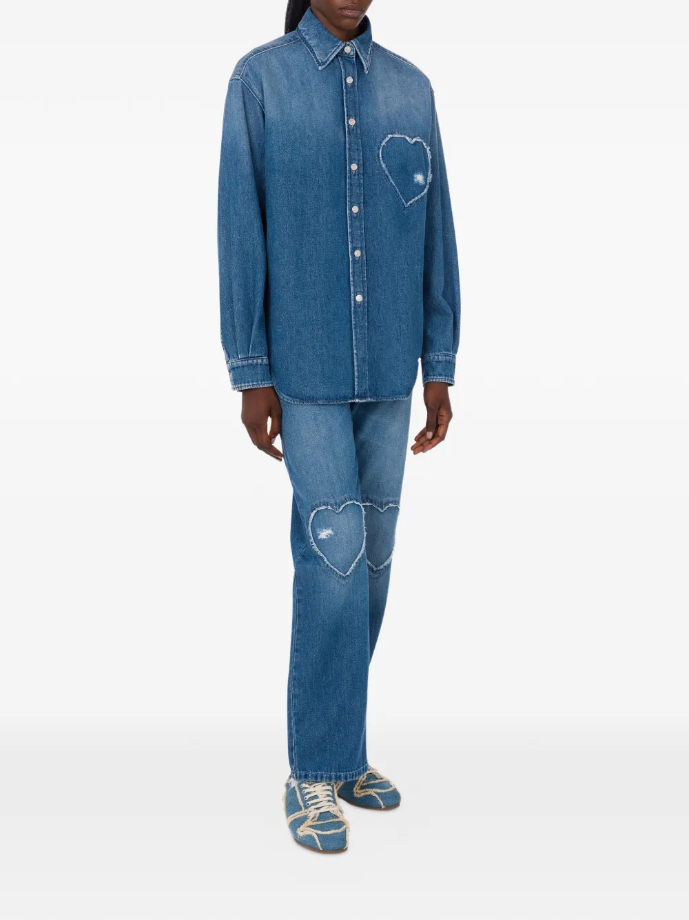 Moschino Blouse met hartdetail en lange mouwen Blauw