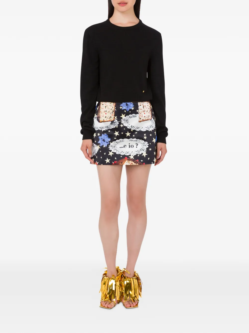 Moschino printed mini skirt - Zwart