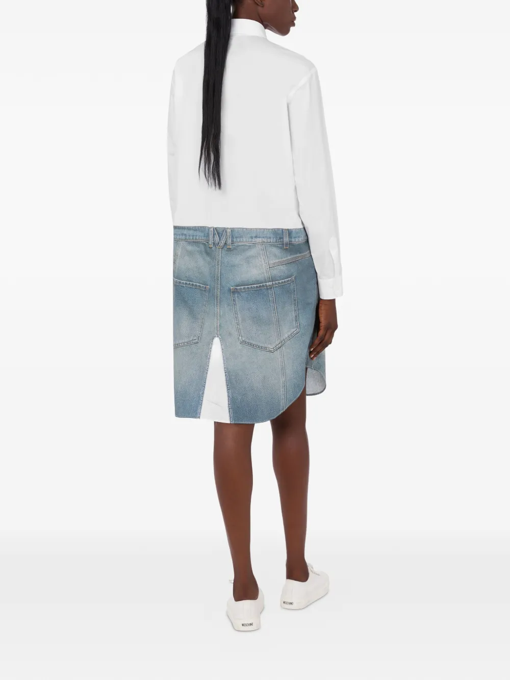 Moschino Jurk van stretch-katoen met print Wit
