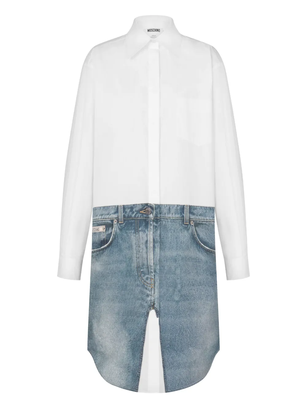 Moschino Abito midi con design a strati - Bianco