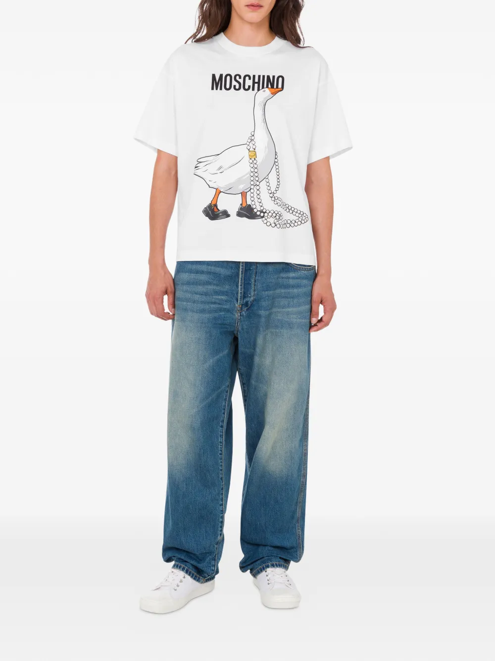 Moschino T-shirt met ganzenprint Wit
