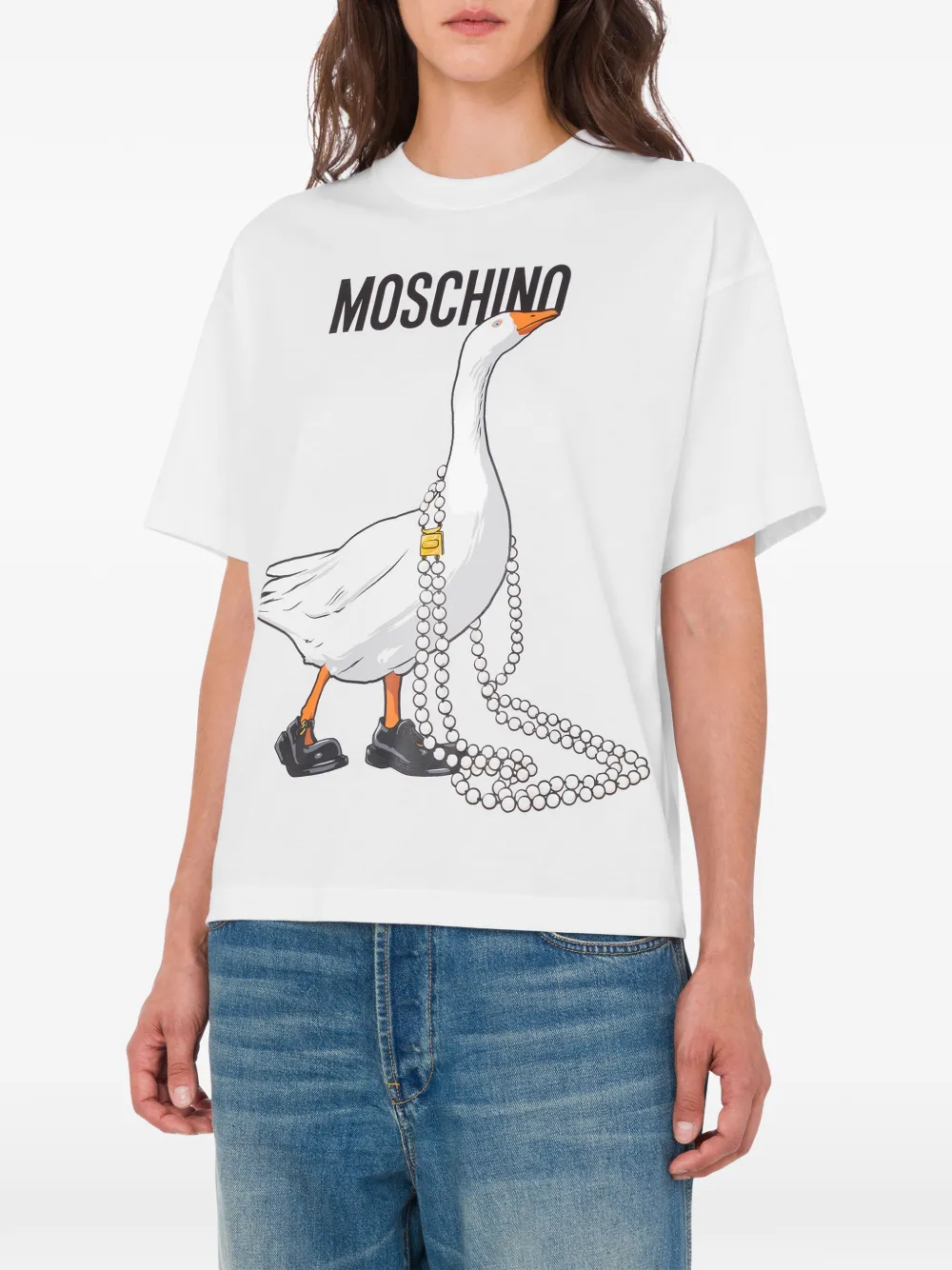 Moschino T-shirt met ganzenprint Wit