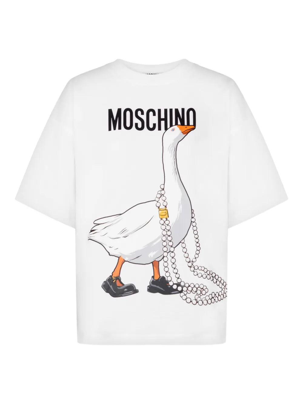 Moschino goose-graphic T-shirt - Bianco