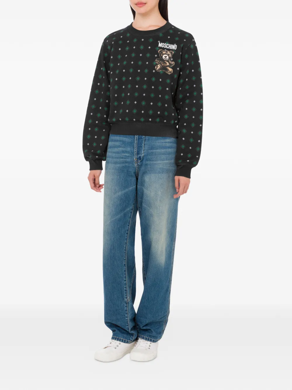 Moschino Bear-print Long-sleeve Sweatshirt In Black