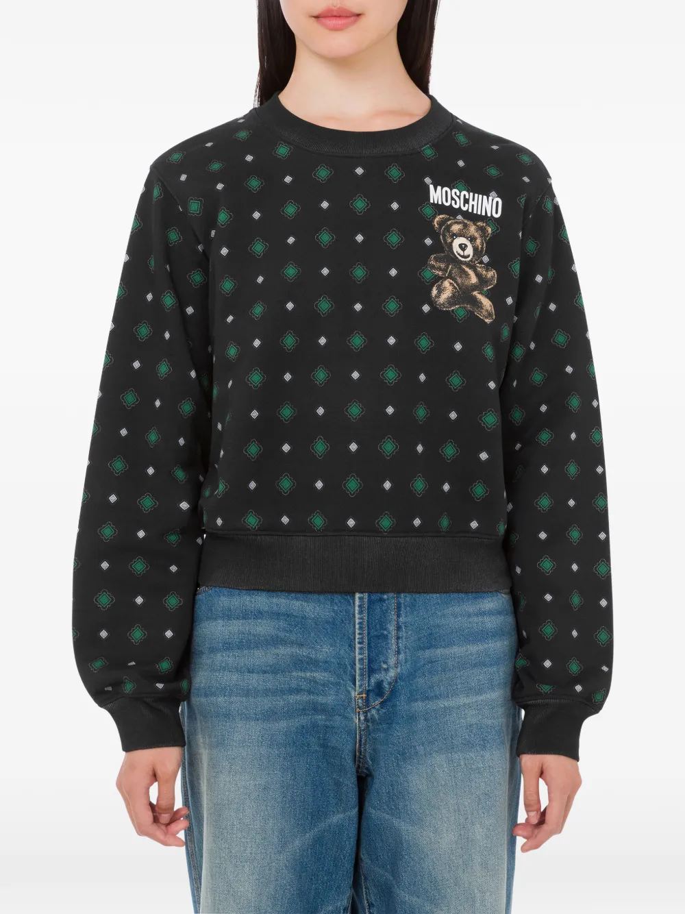 Moschino Bear-print Long-sleeve Sweatshirt In Black