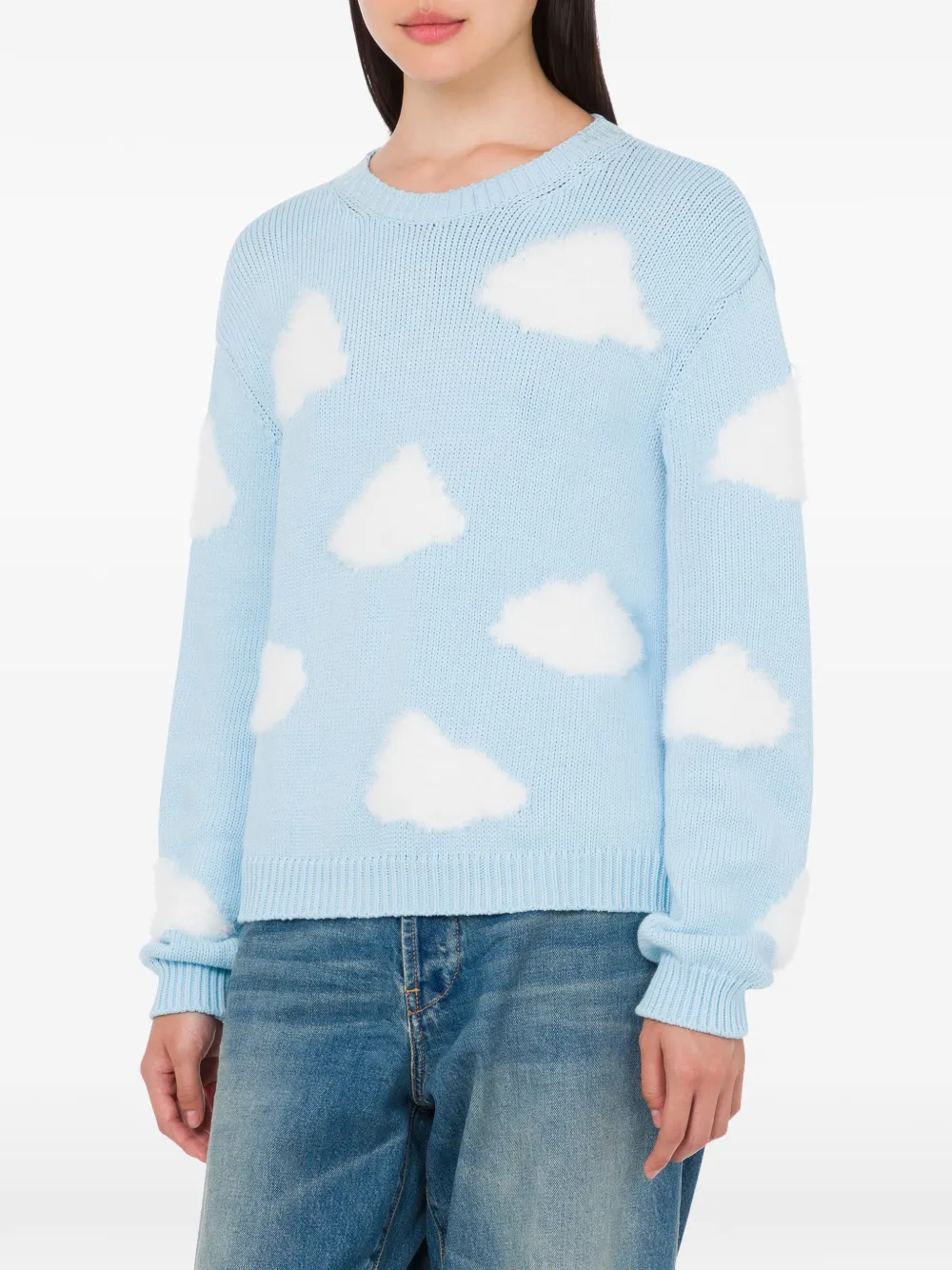  Moschino Crew-neck Cloud-motif Sweater - Blue 