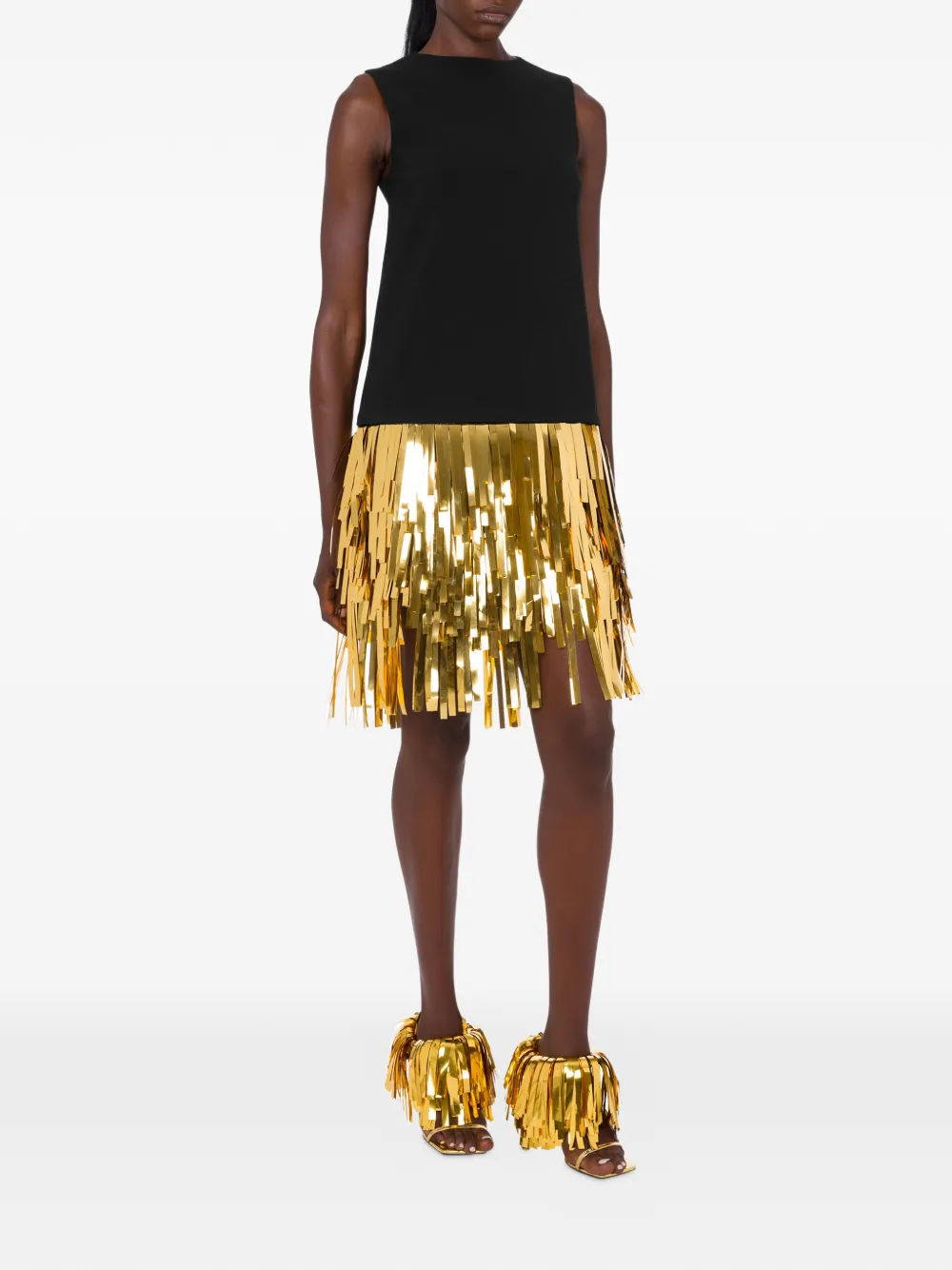 Moschino fringed mini dress - Zwart