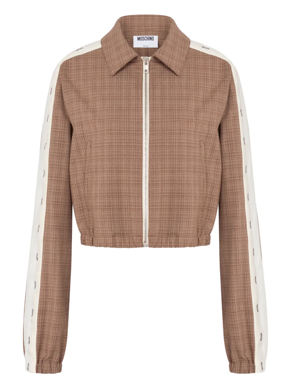 Moschino Karierte Cropped-Jacke - Braun