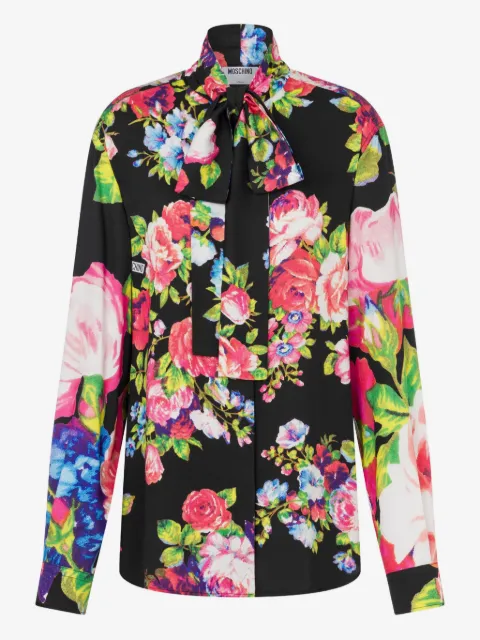 Moschino floral-pattern tie-neck blouse 