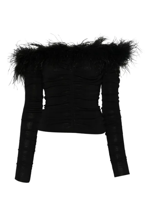 Self-Portrait feather ruched top