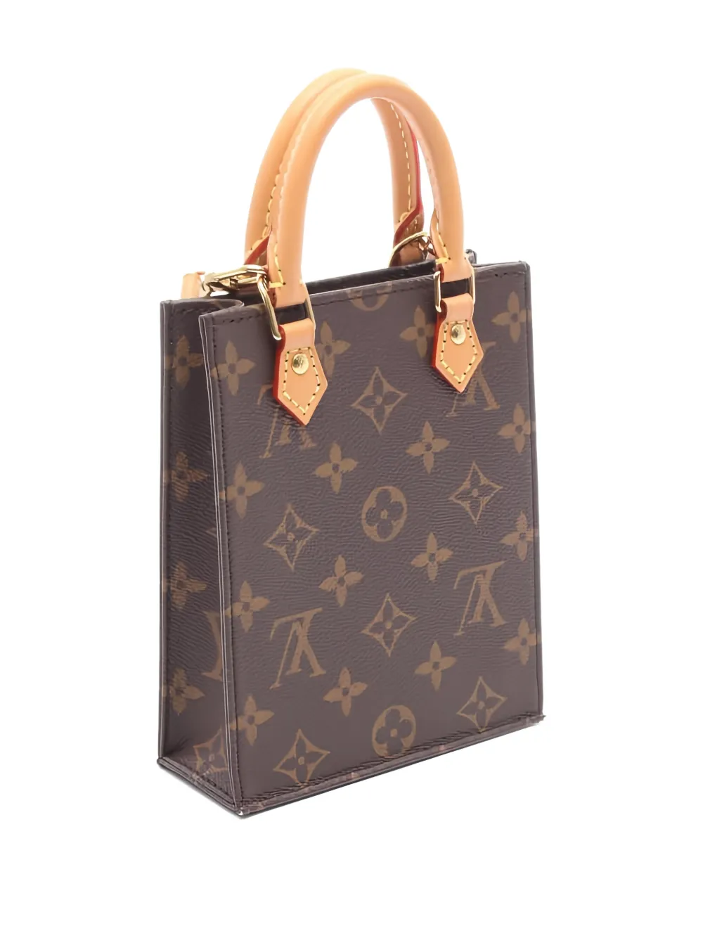 LOUIS VUITTON Pre-owned 2010 Petit Sac Plat Monogram Cross Body Bag In Brown