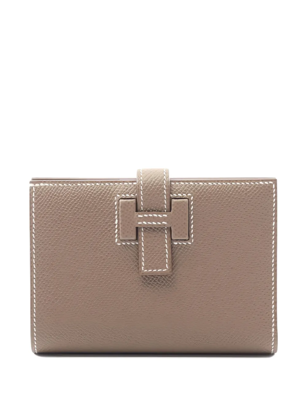Pre-owned Hermes 2025 H Passant Bi-fold Topstitching Wallet In Neutral