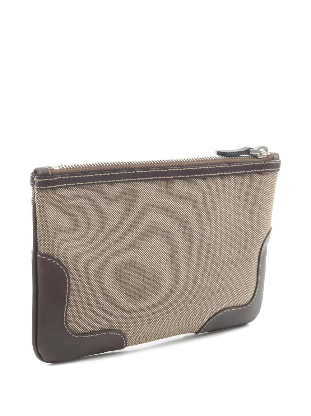 Pre-owned Prada 2000s Logo Jacquard Pouch In Neutral