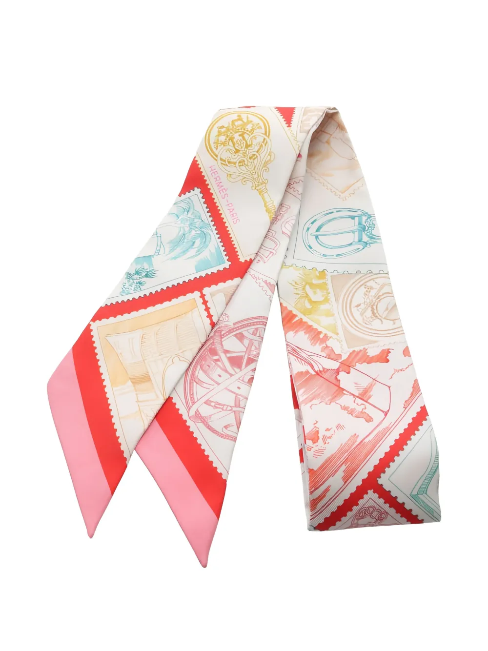 Pre-owned Hermes 2020s Le Philateliste Du Faubourg Twilly Scarf In Neutral