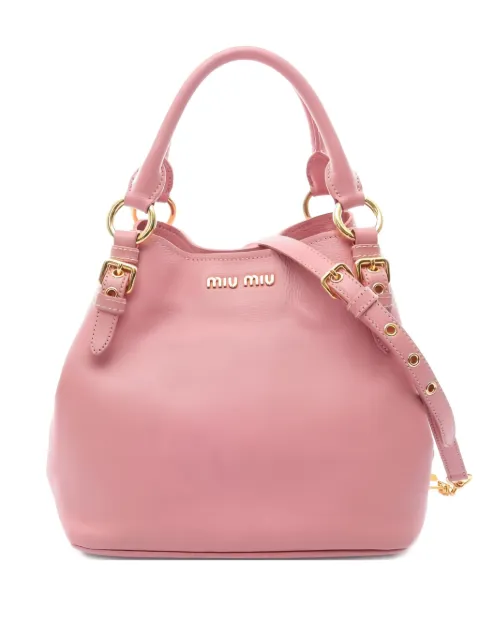 Miu Miu Pre-Owned Madras leather tote bag