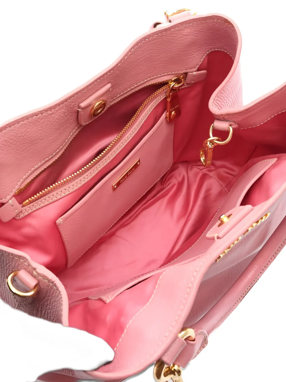 MIU MIU Pre-owned Madras Leather Tote Bag In Pink