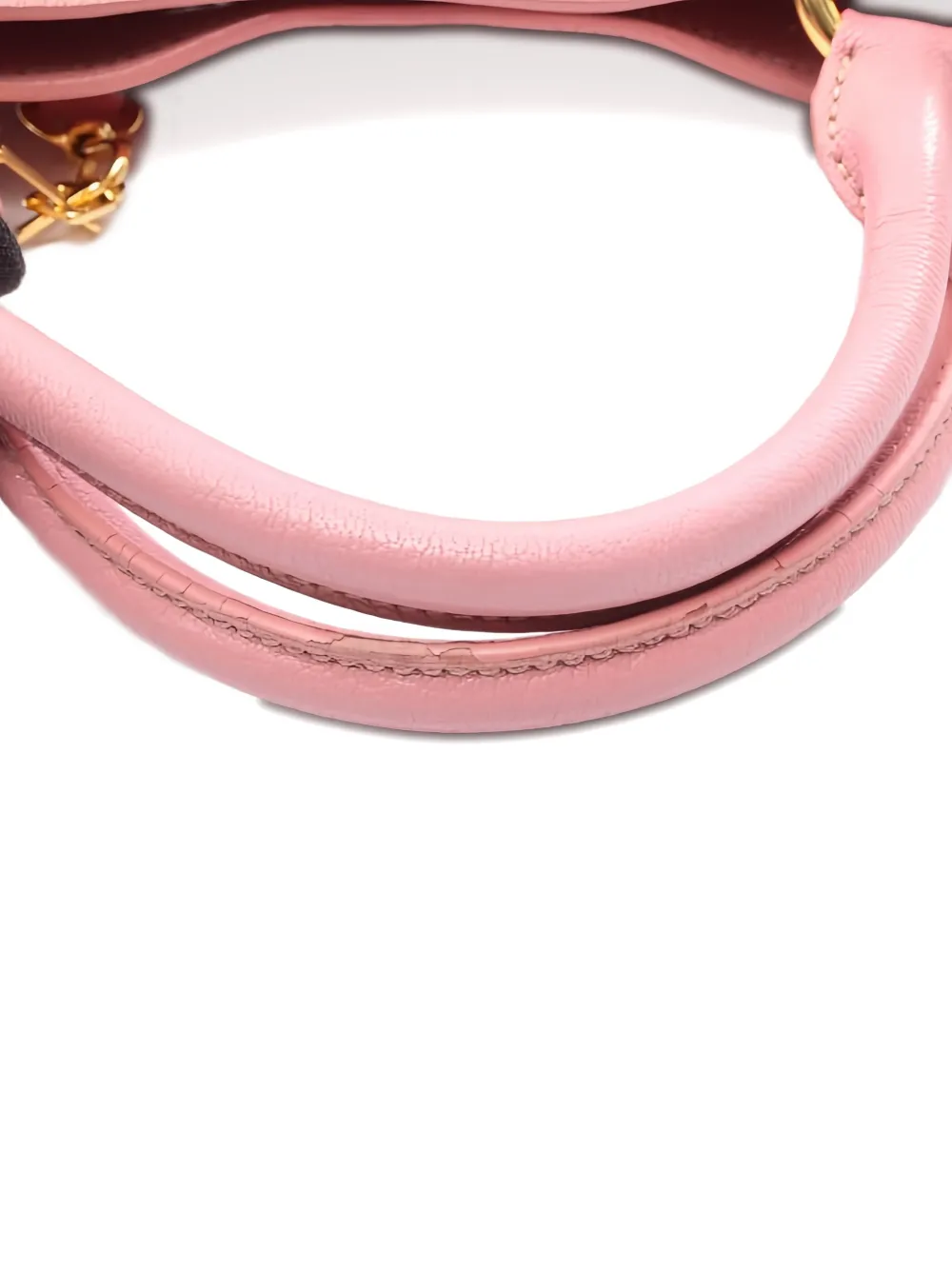 MIU MIU Pre-owned Madras Leather Tote Bag In Pink