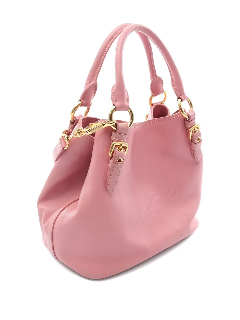 MIU MIU Pre-owned Madras Leather Tote Bag In Pink