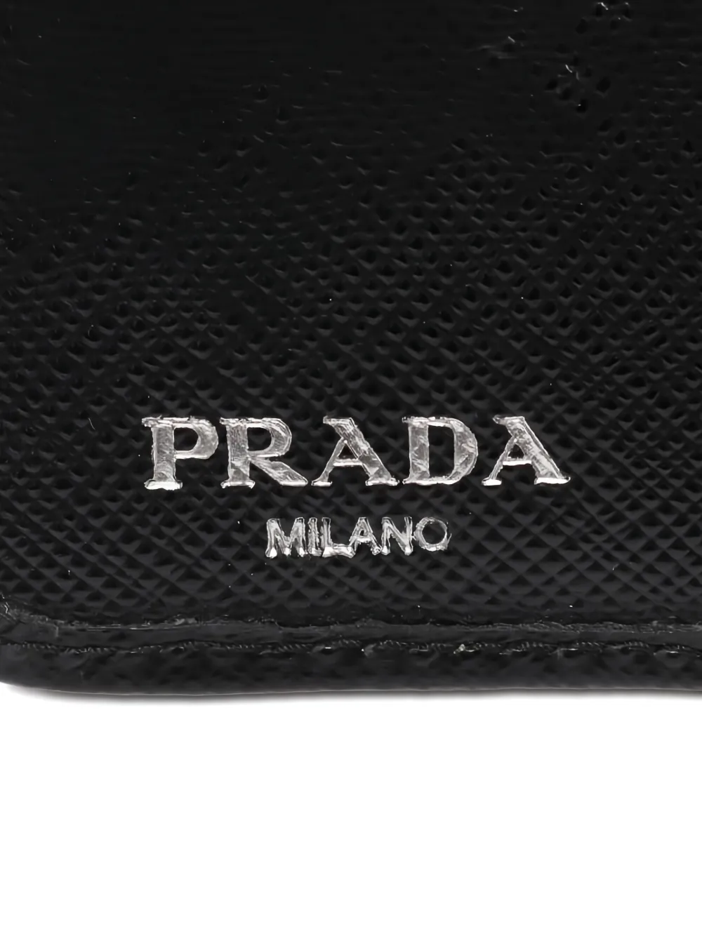 Pre-owned Prada Portaf Piccolo Lampo Logo-plaque Wallet In Black