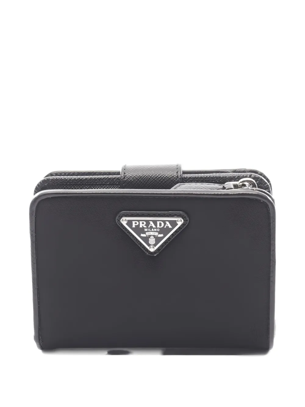 Pre-owned Prada Portaf Piccolo Lampo Logo-plaque Wallet In Black