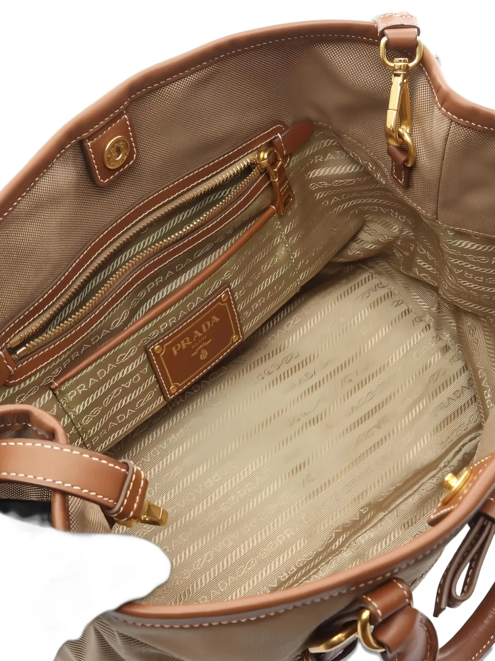 PRADA Pre-owned Logo-embroidery Jacquard Tote Bag In Neutral