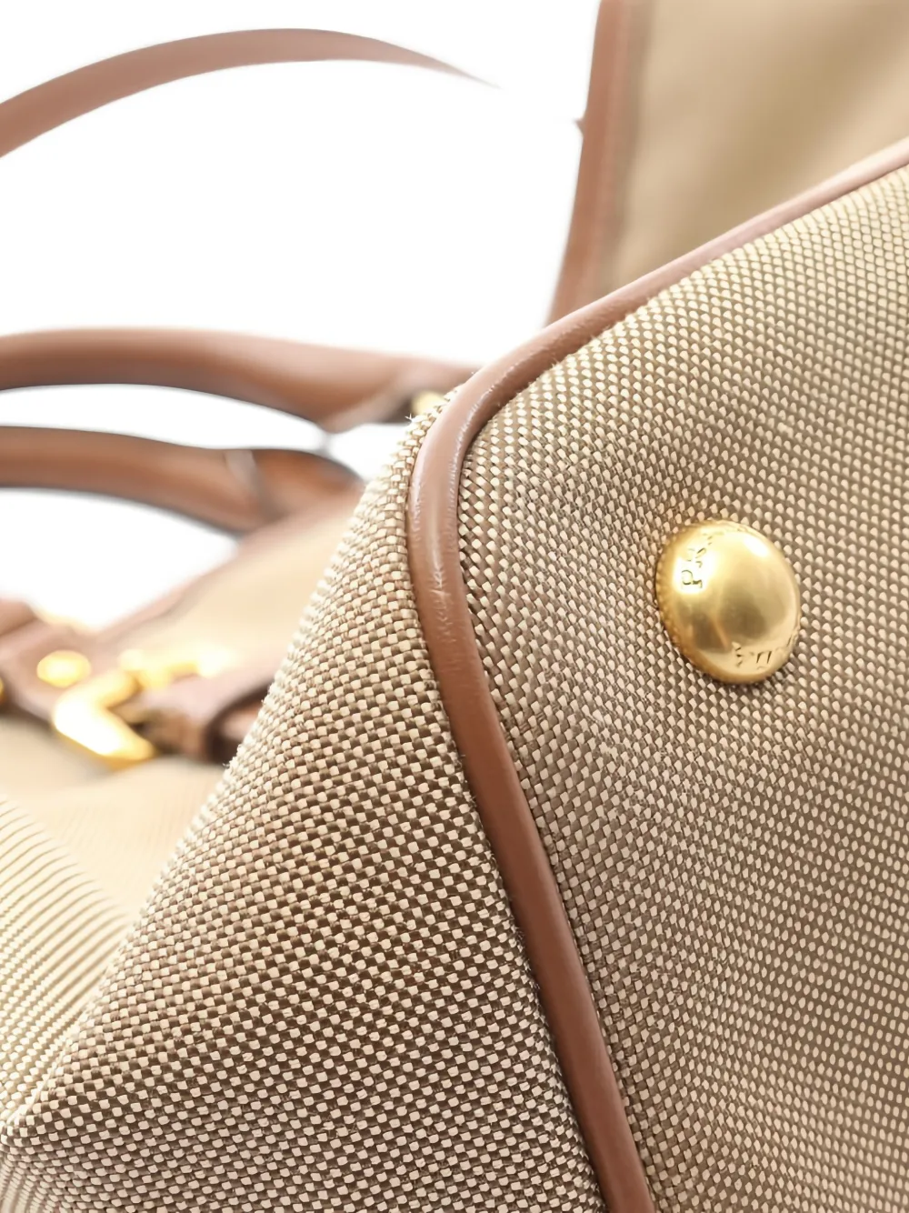 PRADA Pre-owned Logo-embroidery Jacquard Tote Bag In Neutral