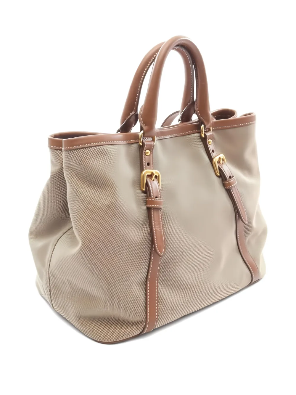 PRADA Pre-owned Logo-embroidery Jacquard Tote Bag In Neutral