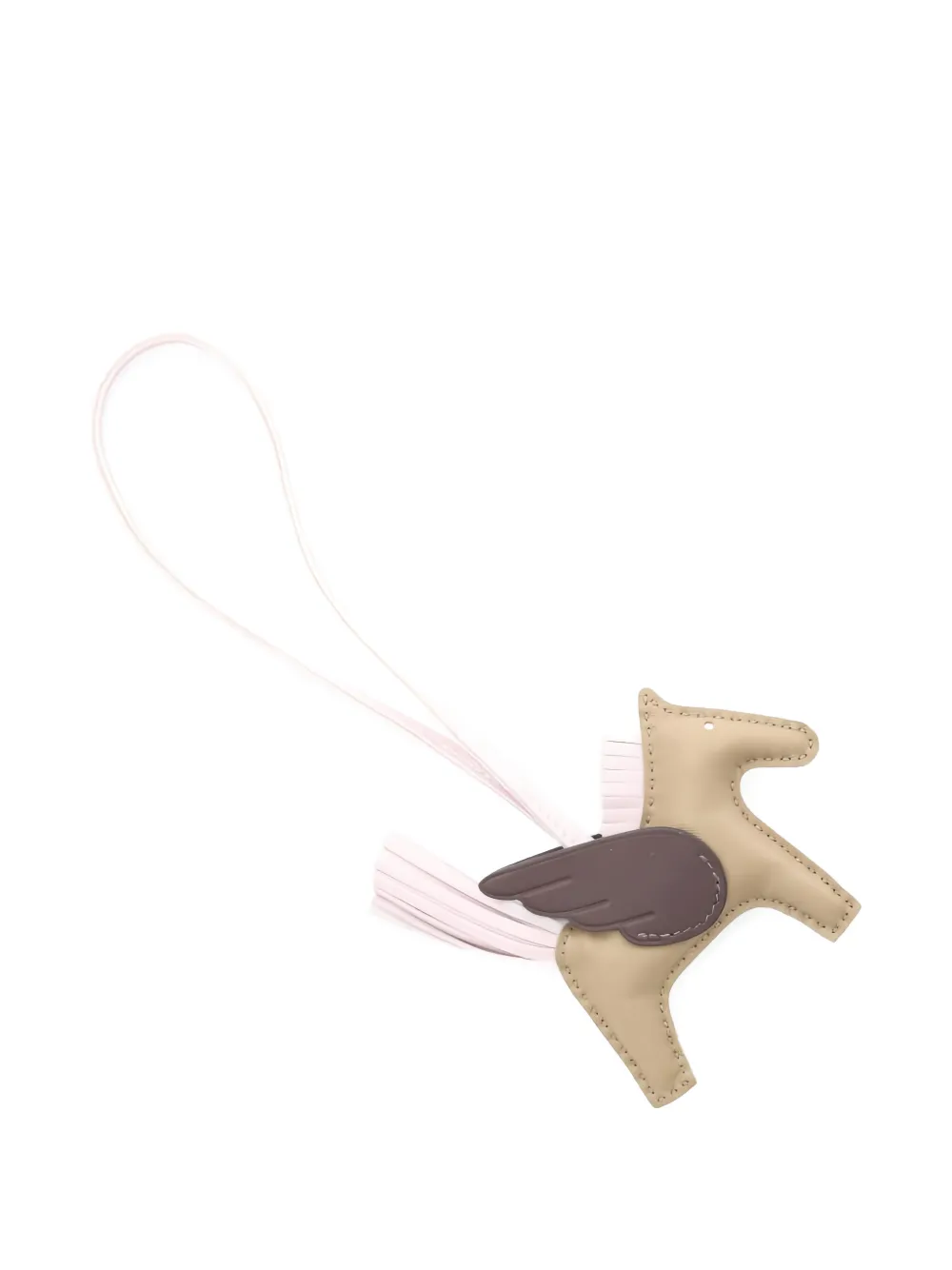 Pre-owned Hermes 2023 Pegasus Fringed Bag Charm In Neutral