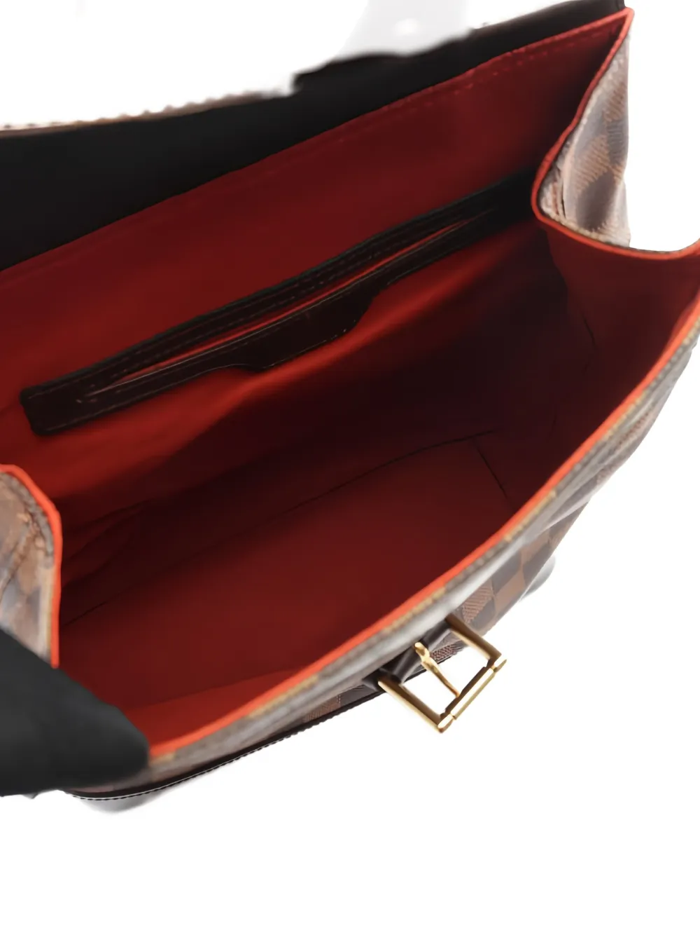 Pre-owned Louis Vuitton 1999 Soho Damier Ebène Buckled Backpack In Brown