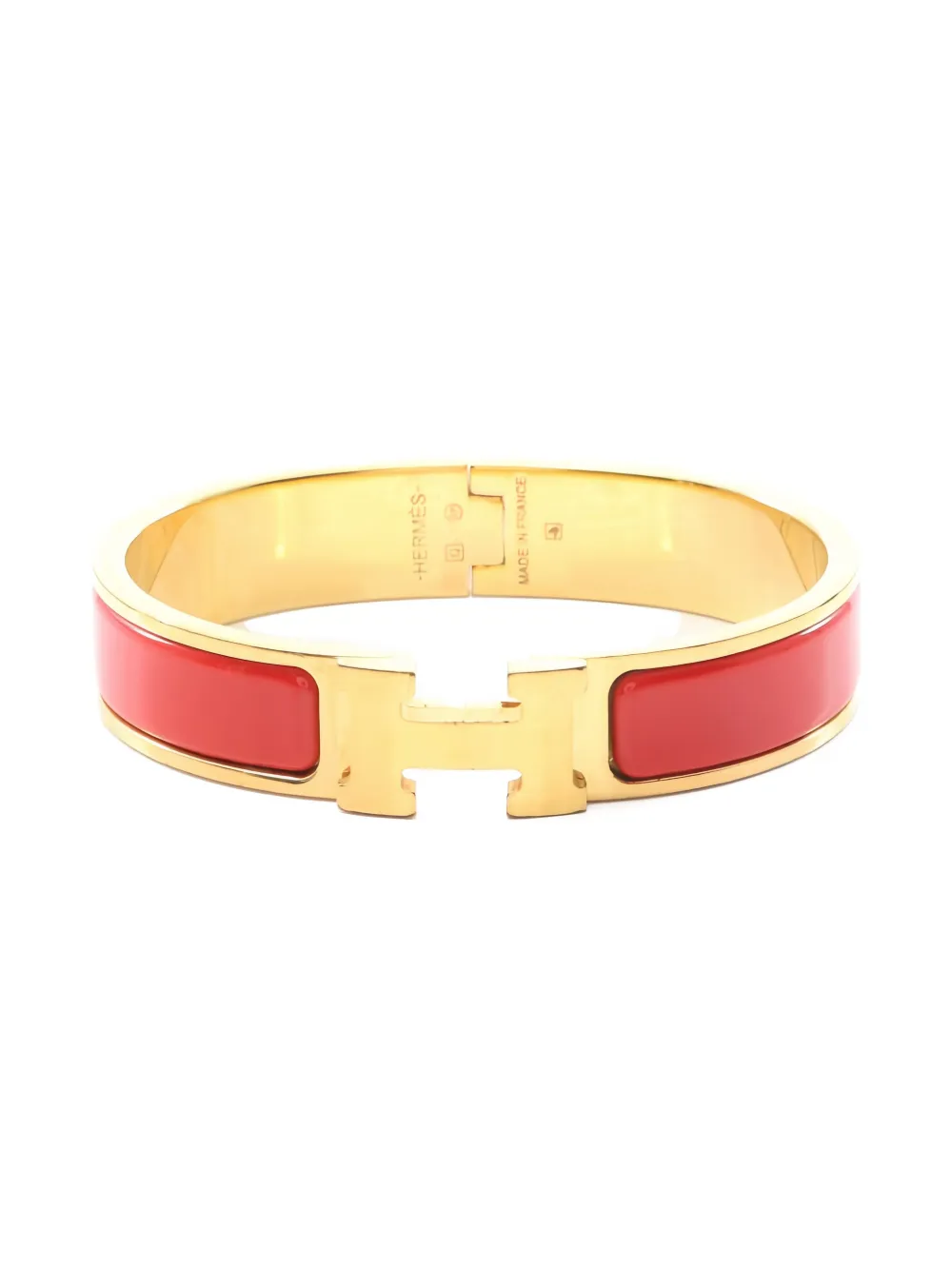Pre-owned Hermes 'h' Enamel Bangle In Gold