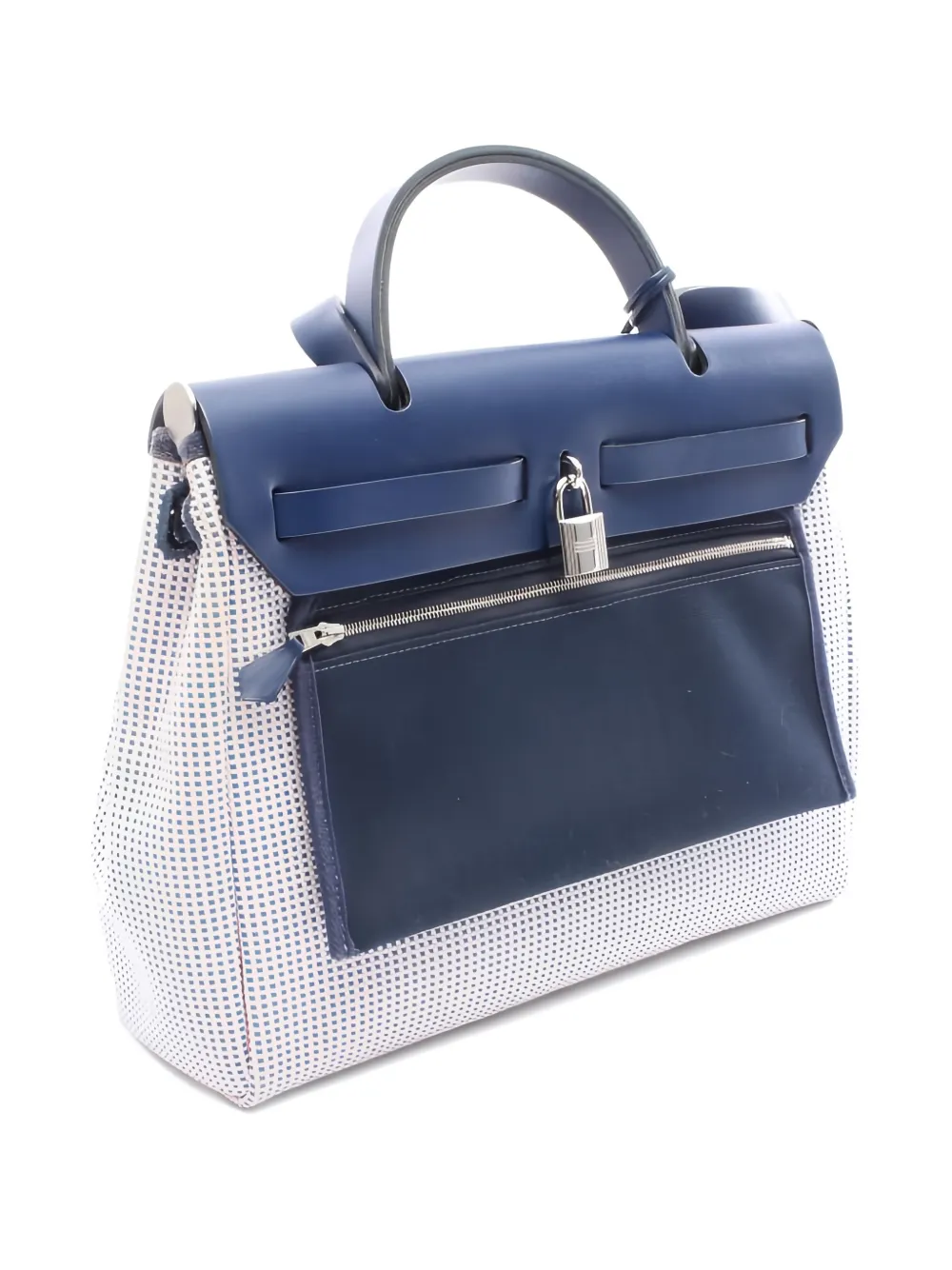 Pre-owned Hermes 2001 Zip Leather Herbag Handbag In Neutral