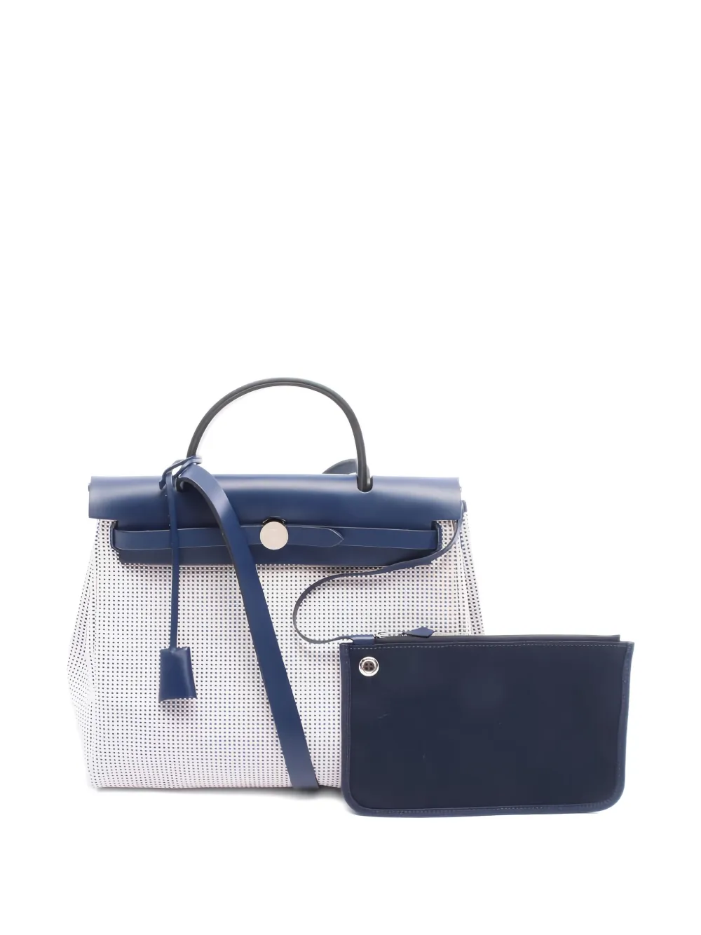 Pre-owned Hermes 2001 Zip Leather Herbag Handbag In Neutral