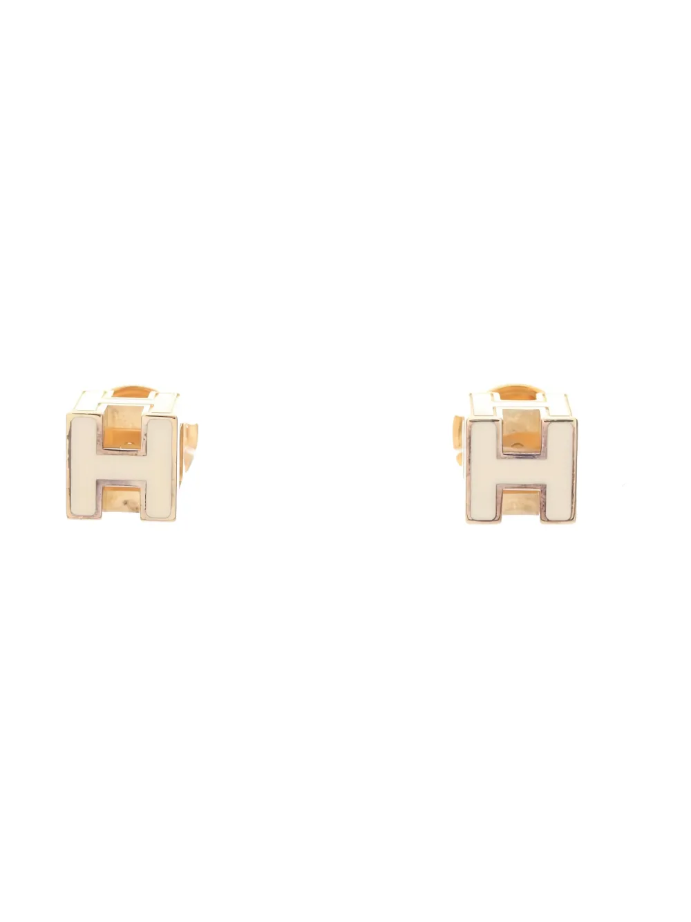 Pre-owned Hermes 2000s Carge D'ash H Earrings In Gold