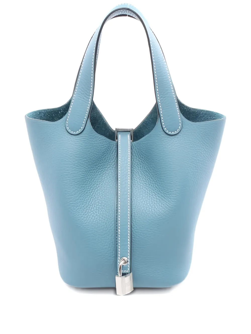 Pre-owned Hermes Picotan Pm Lock Leather Handbag In Blue