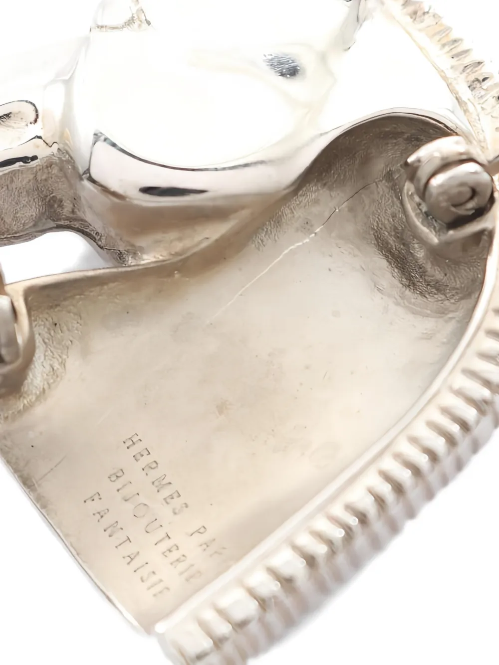 Pre-owned Hermes 2010s Horse Head Brooch In Silver