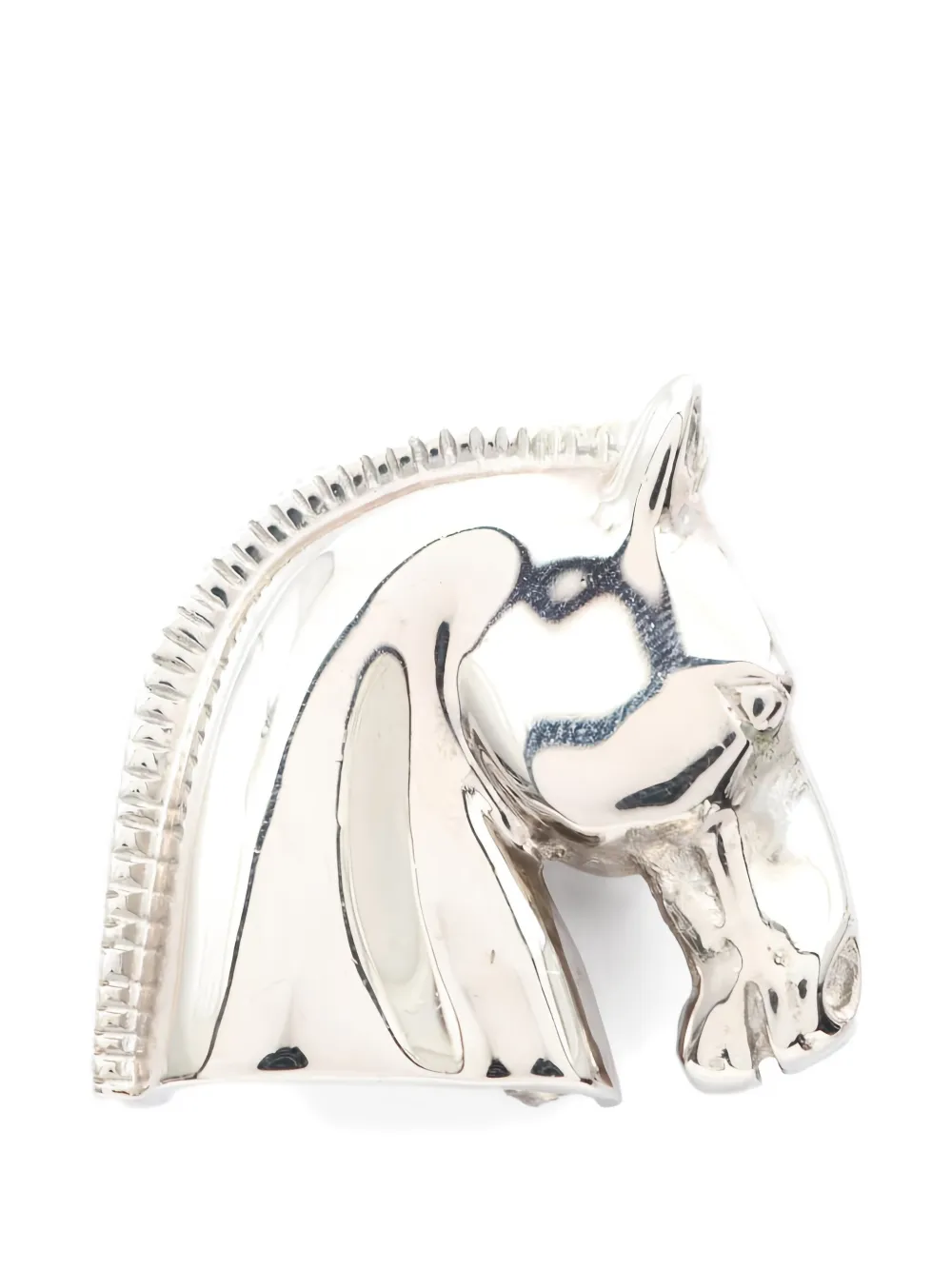 Pre-owned Hermes 2010s Horse Head Brooch In Silver