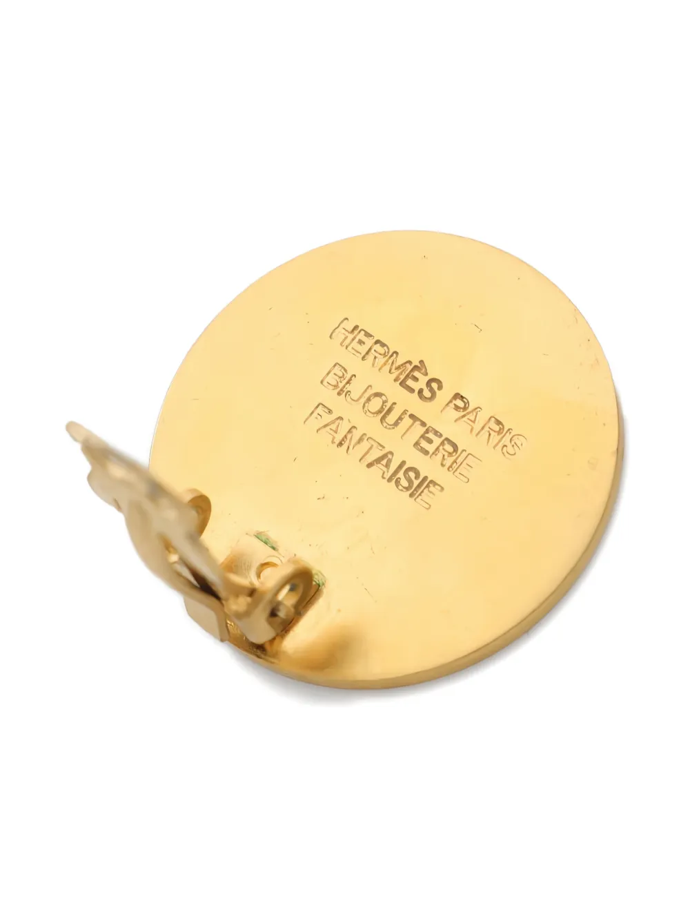 Pre-owned Hermes 2000s Logo Serie Earrings In Gold