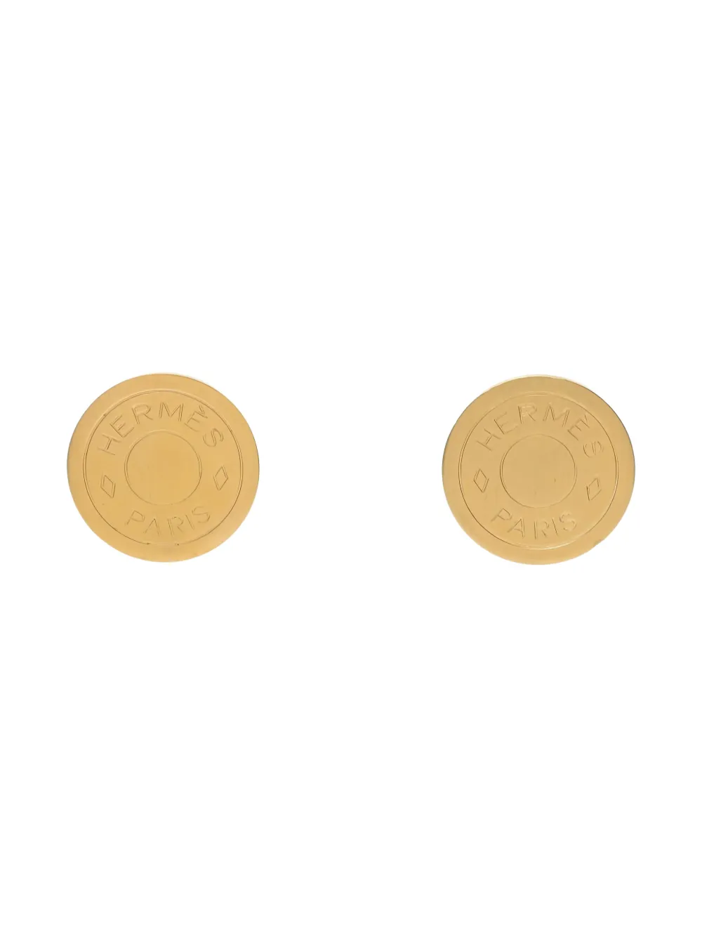 Pre-owned Hermes 2000s Logo Serie Earrings In Gold
