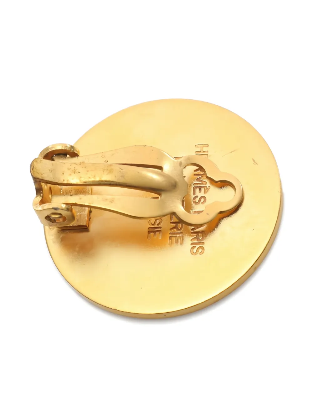 Pre-owned Hermes 2000s Logo Serie Earrings In Gold