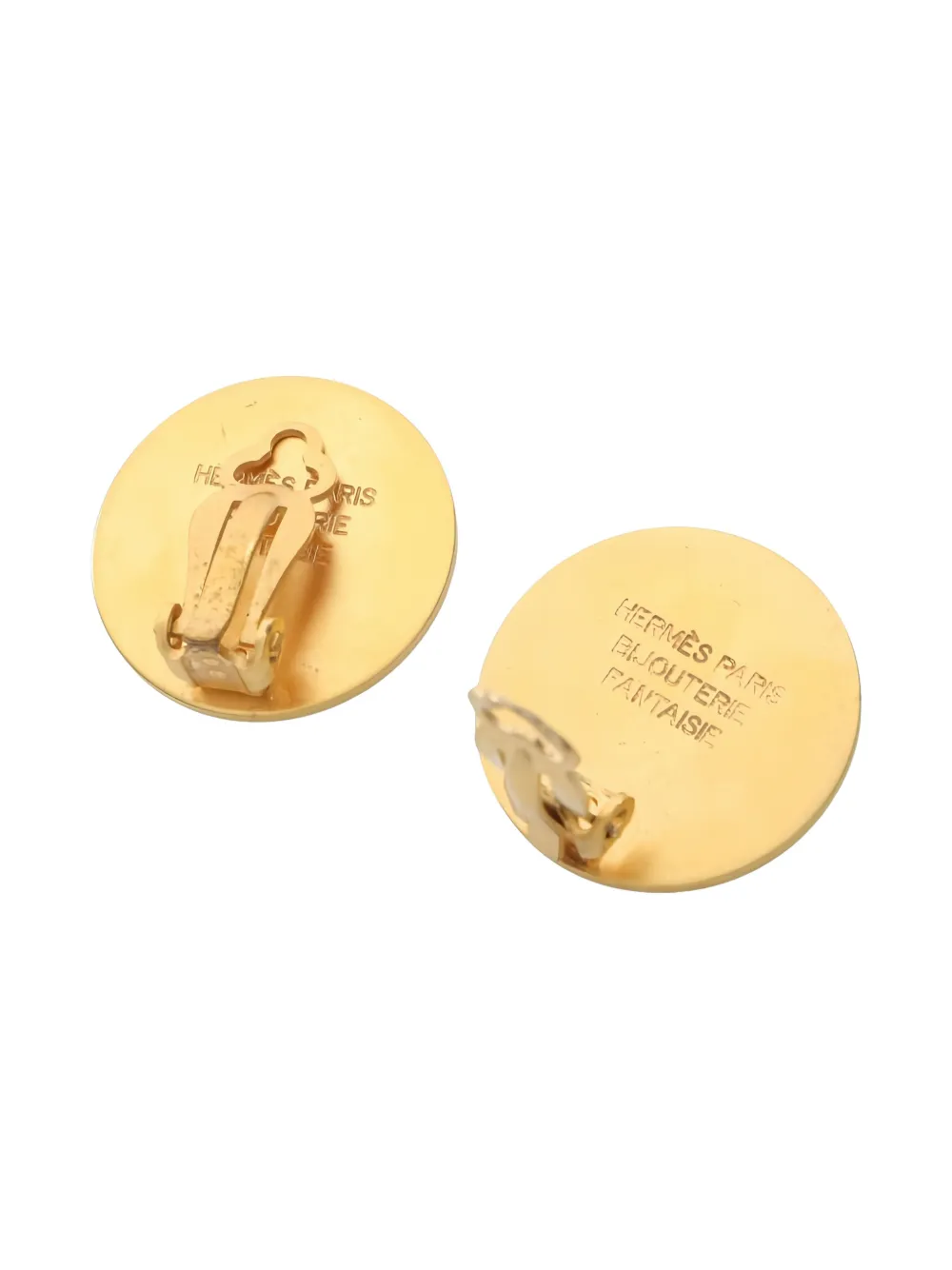 Pre-owned Hermes 2000s Logo Serie Earrings In Gold