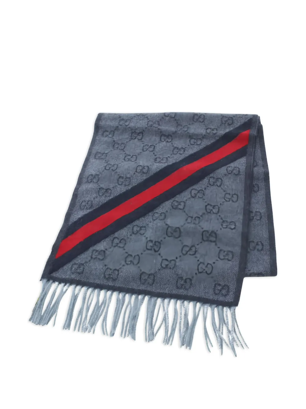 Gucci Pre-Owned 20s GG pattern fringed-hem scarf | Blue | Image 1