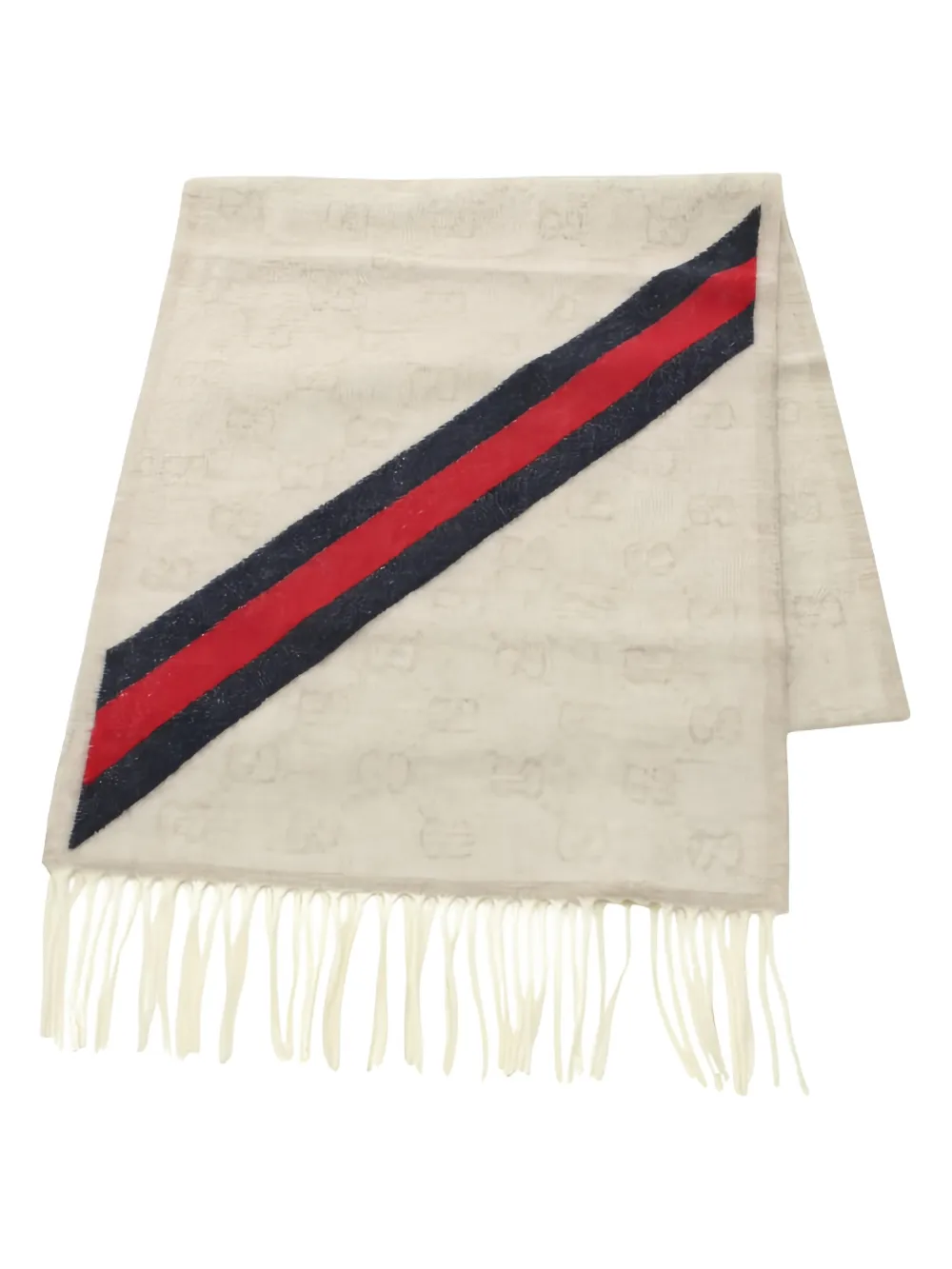 Gucci Pre-Owned 2020s GG pattern fringed scarf | Neutrals | Image 1