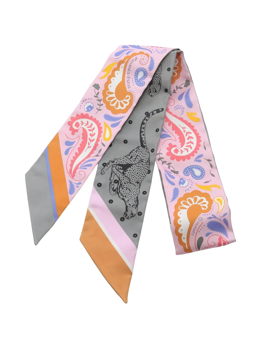 Hermès Pre-Owned 2020 bandana ribbon guepards scarf | Rosa | Image 1
