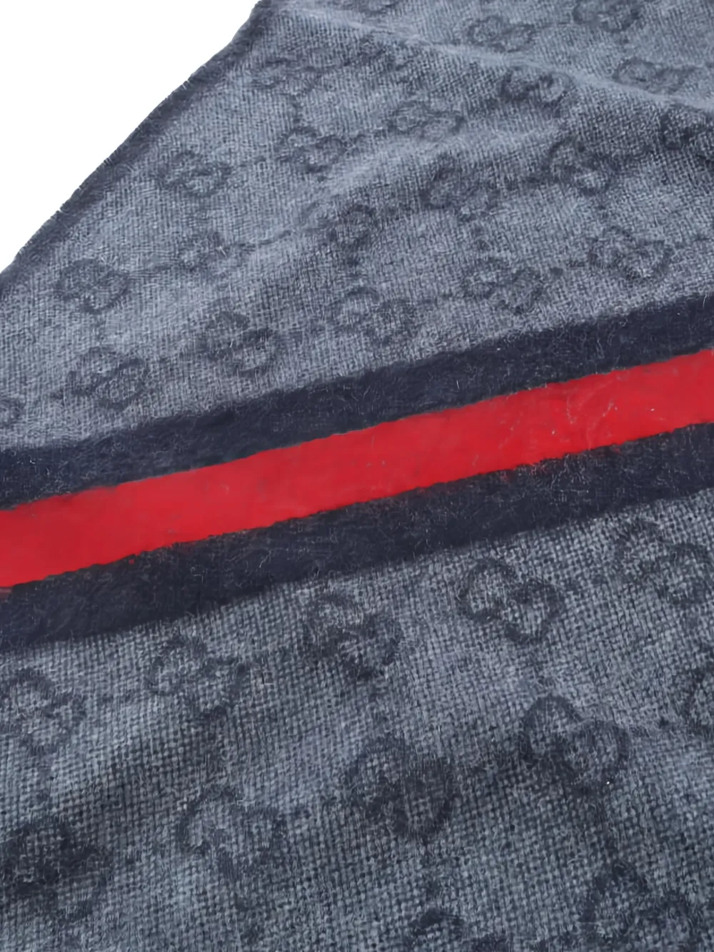 Pre-owned Gucci 2020s Gg-pattern Fringed Scarf In Blue