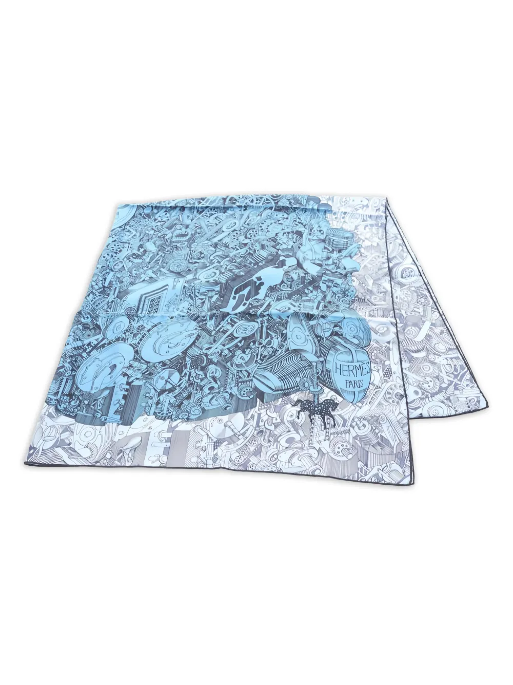 Hermès Pre-Owned 2020s Carre Des Chevaux Sous Le Capot 140 scarf | Blau | Image 1