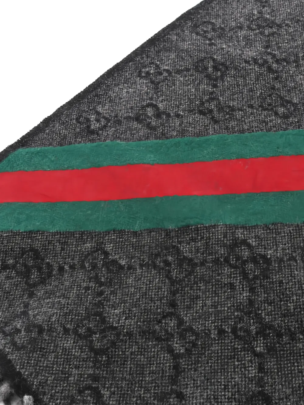 Pre-owned Gucci 2020s Gg Pattern Fringed Scarf In Gray