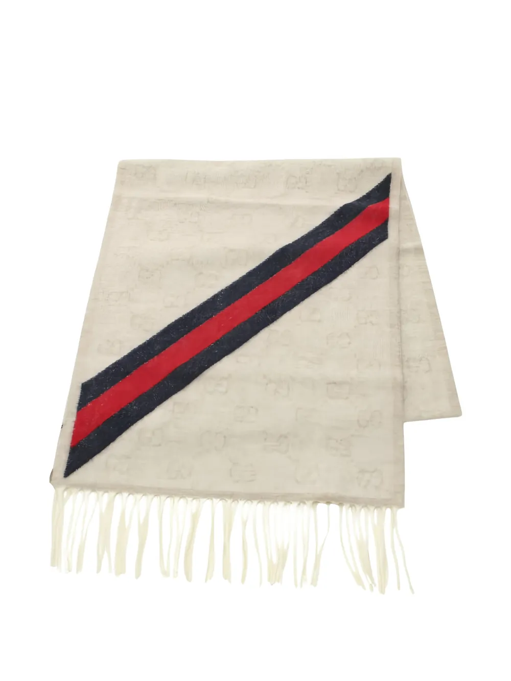 Gucci Pre-Owned 2020s GG-pattern fringed scarf | Neutrals | Image 1